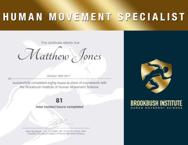 Brent Brookbush – Human Movement Specialist Certification