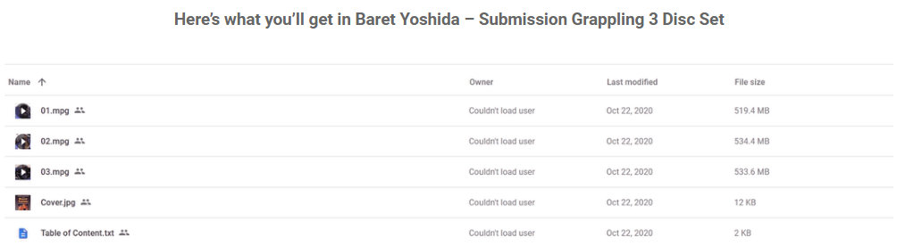 Baret Yoshida Submission Grappling 3 Disc Set Course